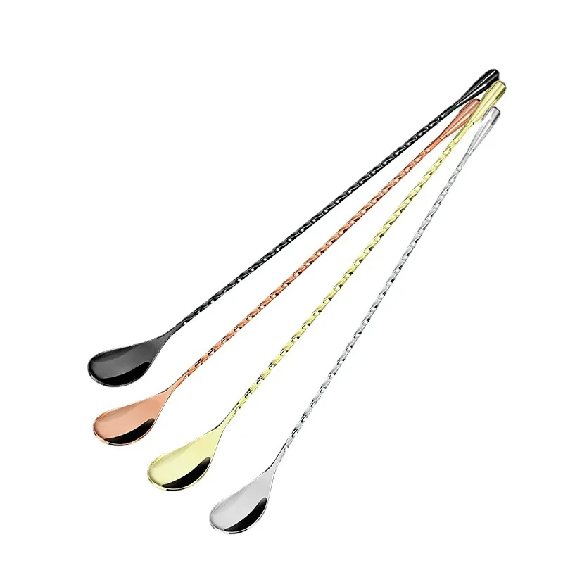 3PCS 40cm Long 18/8 Stainless Steel Bar Spoon Mixing Spoon Bar Accessories Black Cocktail Stirrer Copper Gold Bartender