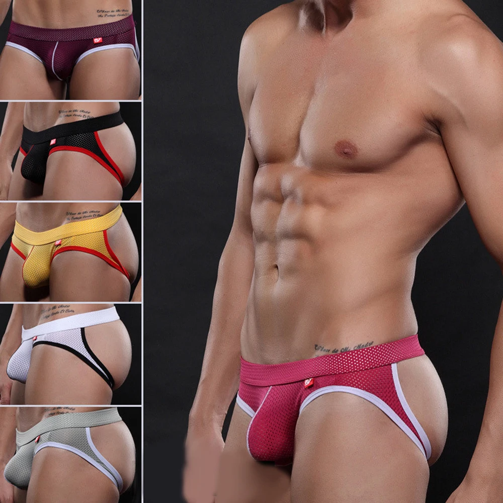 

Men sexy Underwear Quick Dry Mesh Thong Jockstrap Men Lingerie G String Breathable Men T-Back Underpants Gay Erotic Briefs