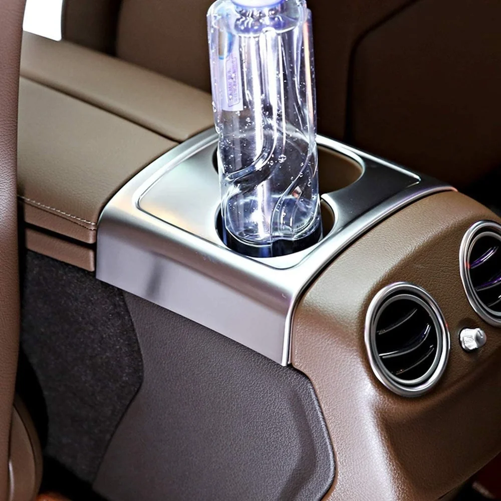 

For Mercedes-Benz E Class W213 2016 2017 2018, ABS Car Interior Rear Row Bench-Seat Water Cup Holder Frame Cover Trim