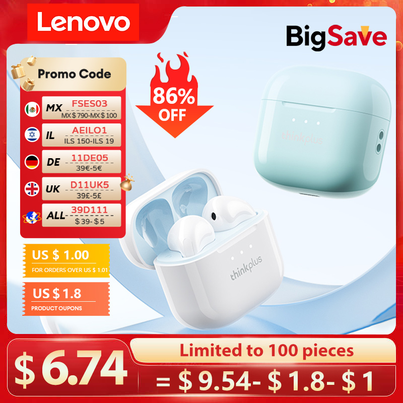 New Original Lenovo LP23 True Wireless Bluetooth 5.4 Earphones Long Standby Game Earbuds HiFi Sound Sport Touch Headset With Mic