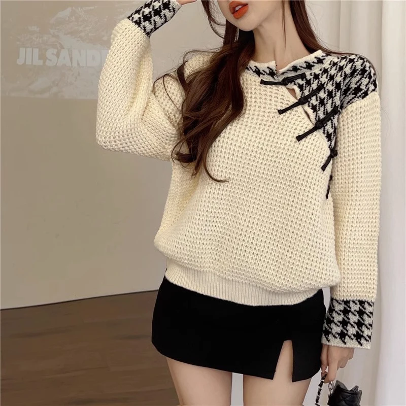 

Gidyq Women Korean Sweater Autumn Fashion Designed Button Loose Long Sleeve Knitted Jumper Casual Female Streetwear Pullover New