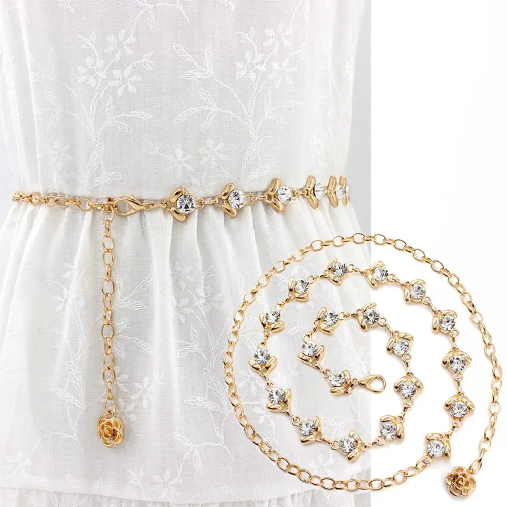 

Dress Accessories Dress Chain Ladies Korean Fashion Crystal Alloy Chain Waist Chain Women Belt Waist Belts