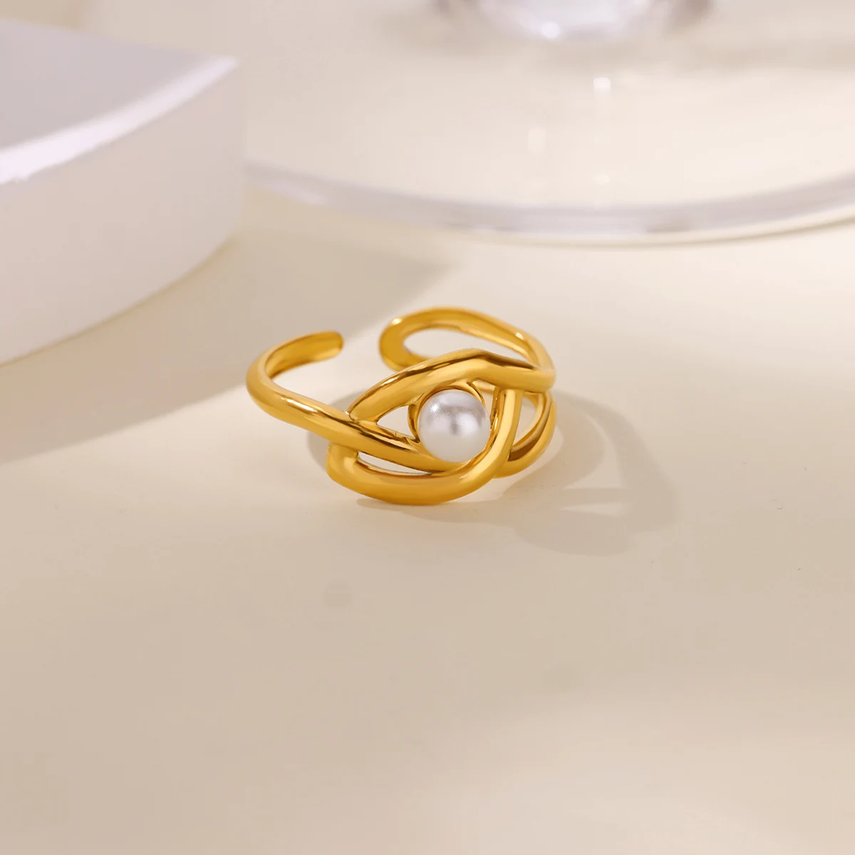 Fashion Rings Zircon Stainless Steel Waterproof Gold