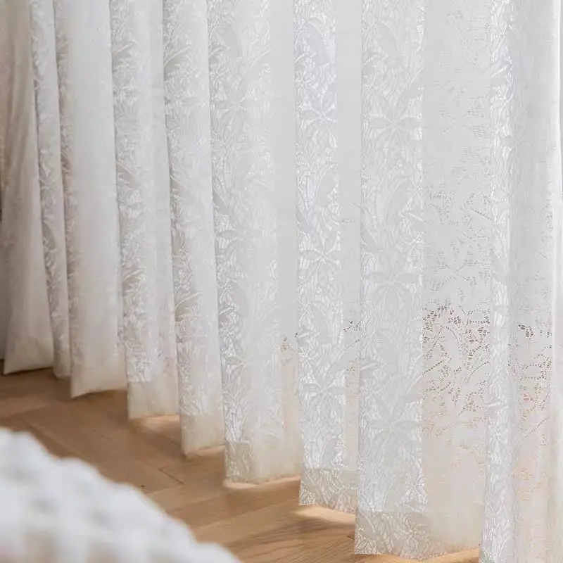 2023 New Curtains for  Living Room Gauze Tulle Curtain White Lace Sheer Balcony Bay Window White Semi-shading Screen Bedroom