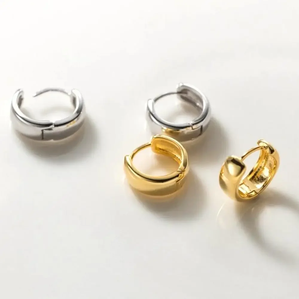 17/21/25mm 1/3Pairs Plain Statement Hoop Earrings Stainless Steel Huggies Cartilage Gold Color Earrings For Women Jewelry 4
