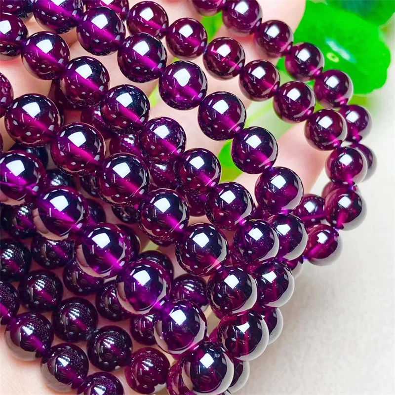 

8MM Natural Purple Garnet Bracelet Women Men High Quantity Handmade Energy Bead Luxury Elastic Gems Wrist Jewelry