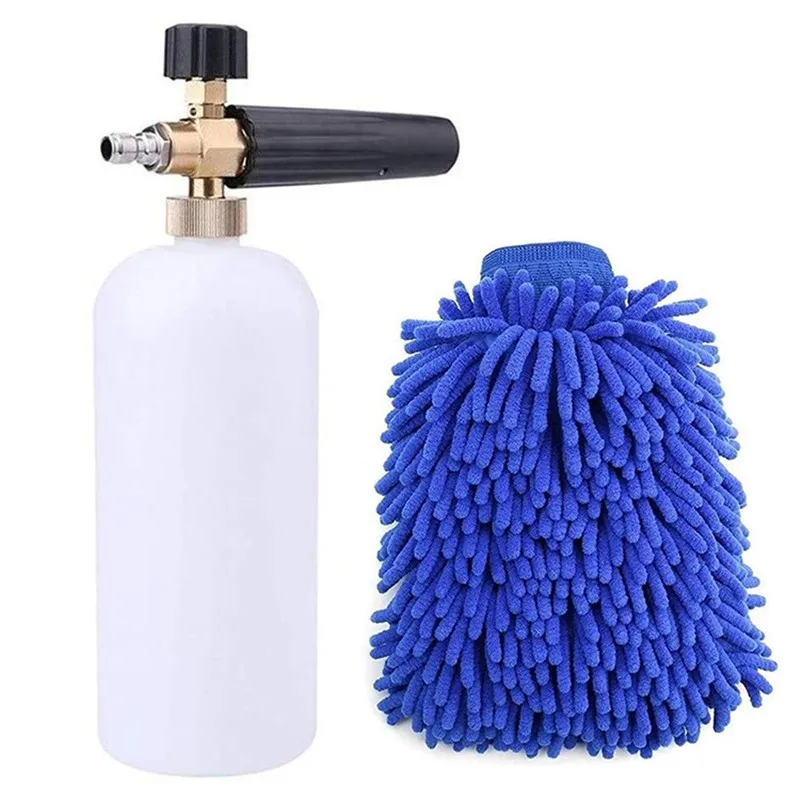 

Foam Cannon Car Wash Kit 1/4" Foam Gun Car Washing Gloves Auto Cleaners Adjustable Foam Gun Soap Bottle and Microfiber Towels