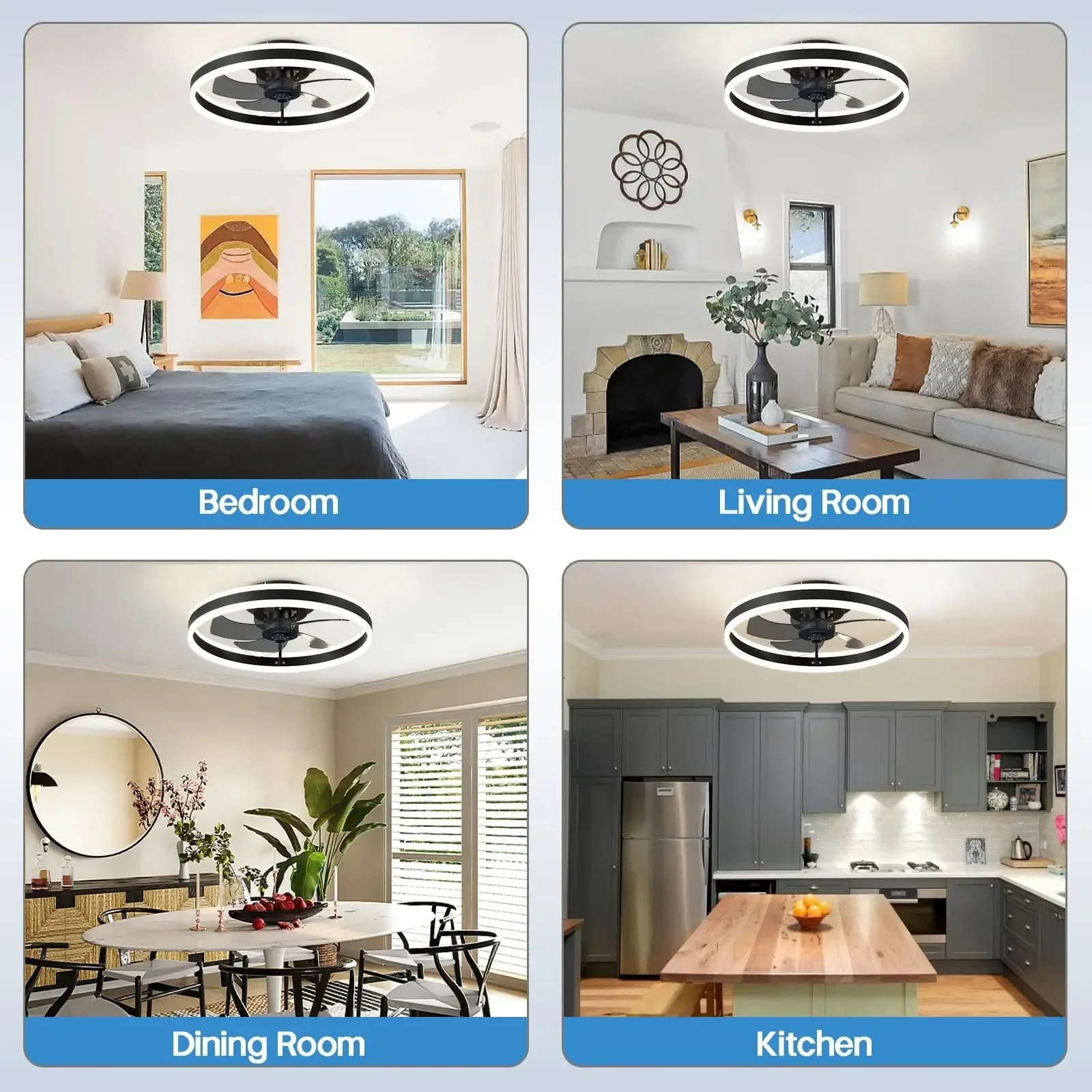 Ceiling Fans With Lamp 55/60W Electric Lamp 85-265V Smart Silent Fans 6 Wind Speed APP Remote Control for Bedroom Home