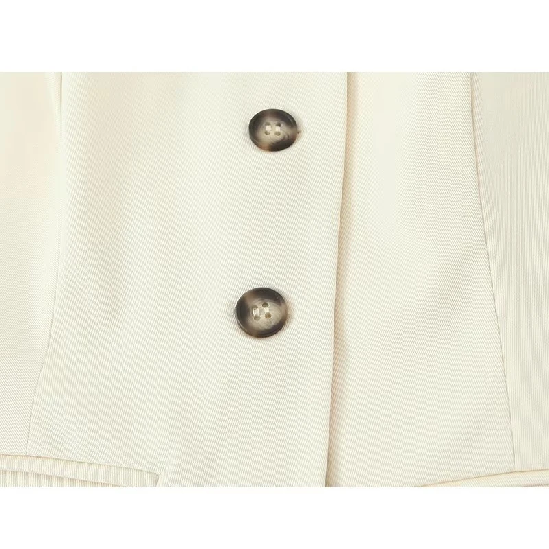 TFMLN Spring Summer Women Sleeveless Suit Vests Chic Square Neck Office Waistcoat Female Solid Color Outwear Single-breasted Top