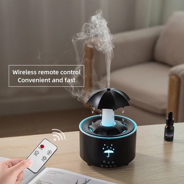 Cloud Rain Humidifier Raindrop Aroma Essential Oil DiffuserRemote Control Night Light Desktop Fountain Water Drop Sound for Home 1