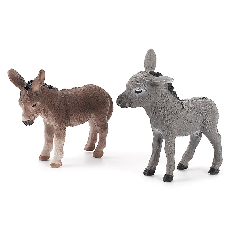 Simulation Animal Little Donkey Educational Children's Cognitive Model Micro Ornaments Plastic Decoration Baby Toy Gift A0425 miniature figurines