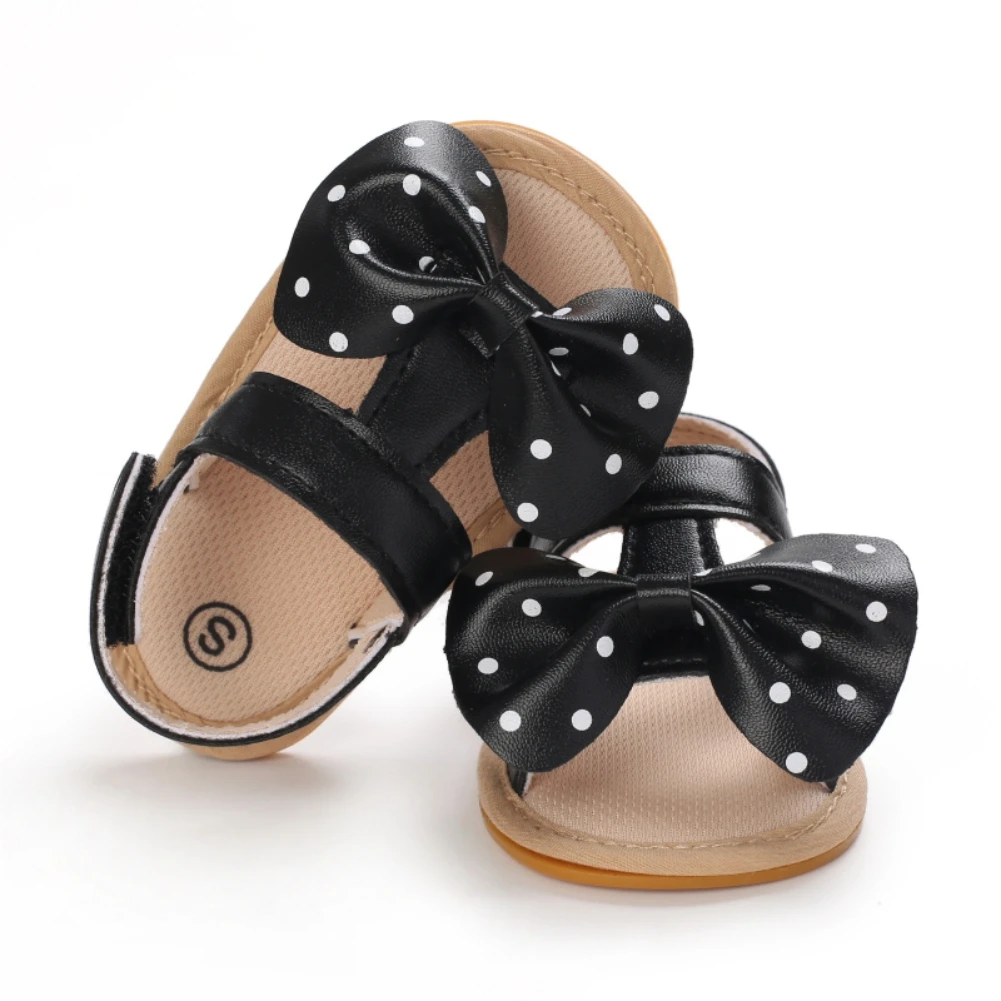 

Baywell Newborn Baby Girls Polka Dot Bow Sandals PU Leather First Walkers Infant Party Wedding Shoes 0-18 Months