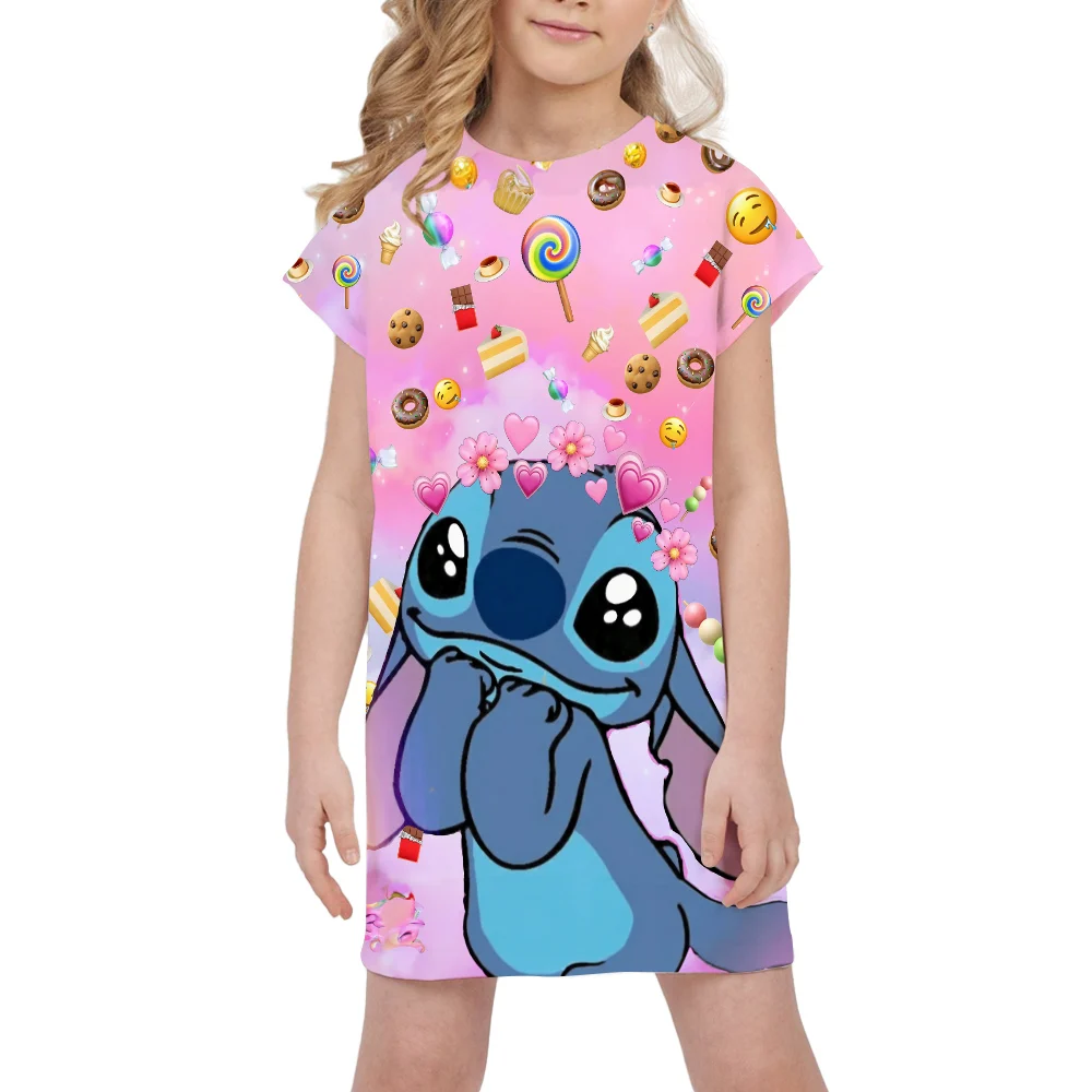 Cute Stitch Disney Party Dresses for Girls Kids Birthday Dress Hot