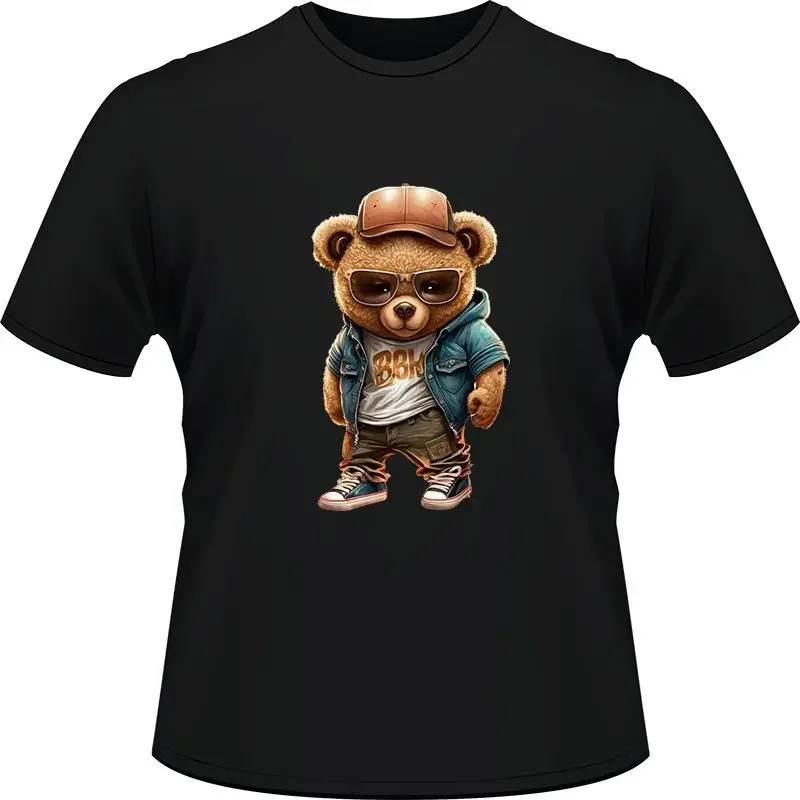 

Handsome Bear Cotton T-Shirts Top Unisex Portrait Unisex's T-shirt Creative Leisure Female Clothing Unique Classic Tee Tops