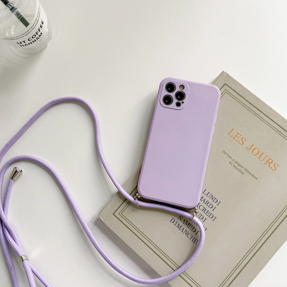Enhanced Shockproof Crossbody Phone Case with Lanyard Strap and Necklace Design