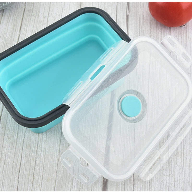 Square Silicone Preservation Box, Refrigerator, Outdoor Portable Lunch, Portable Box, Expandable and Foldable Silicone Lunch Box