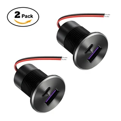 Dual Pack Aluminum USB Outlet Charger - 48W 12V QC3.0 & Type - C PD Fast Charging Recessed Mount Socket (NEW - PD - QC - 2 - Pack)
