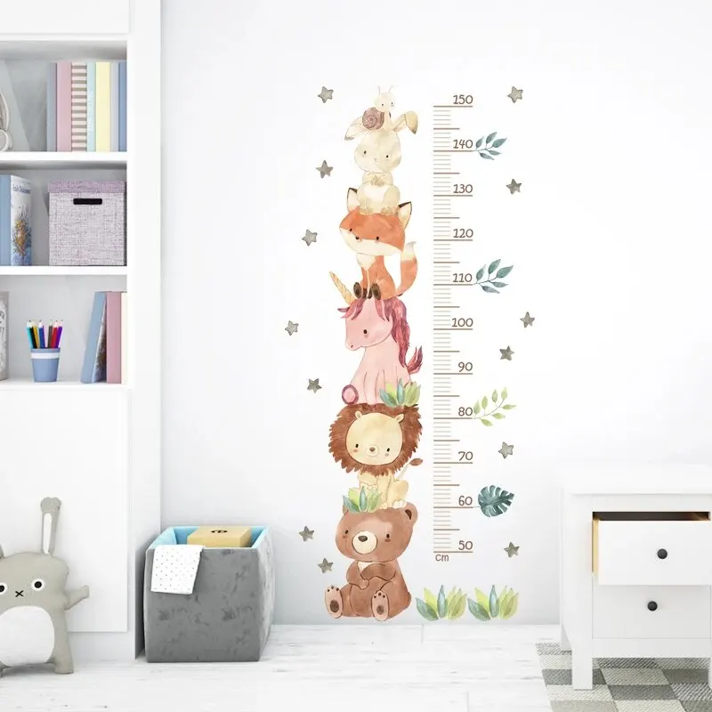 wall stickers Cute Unicorn Animals Height Measurement Wall Stickers 3Pcs for Kids Room