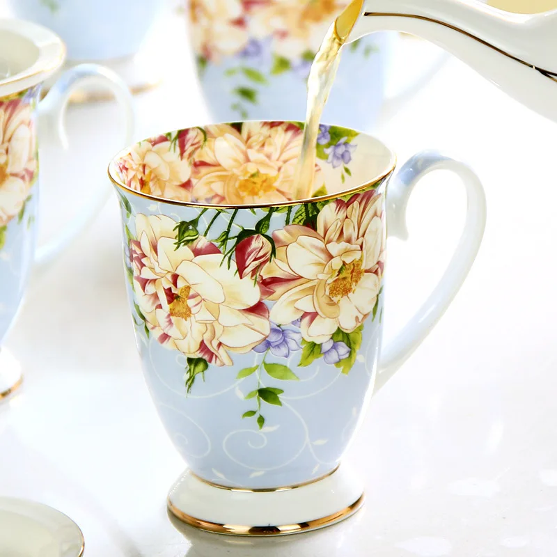 

Cup Ceramic Creative Mug with Lid Large Capacity Bone China Water Cup Breakfast Cup Milk Coffee Cup Flower Tea Cup