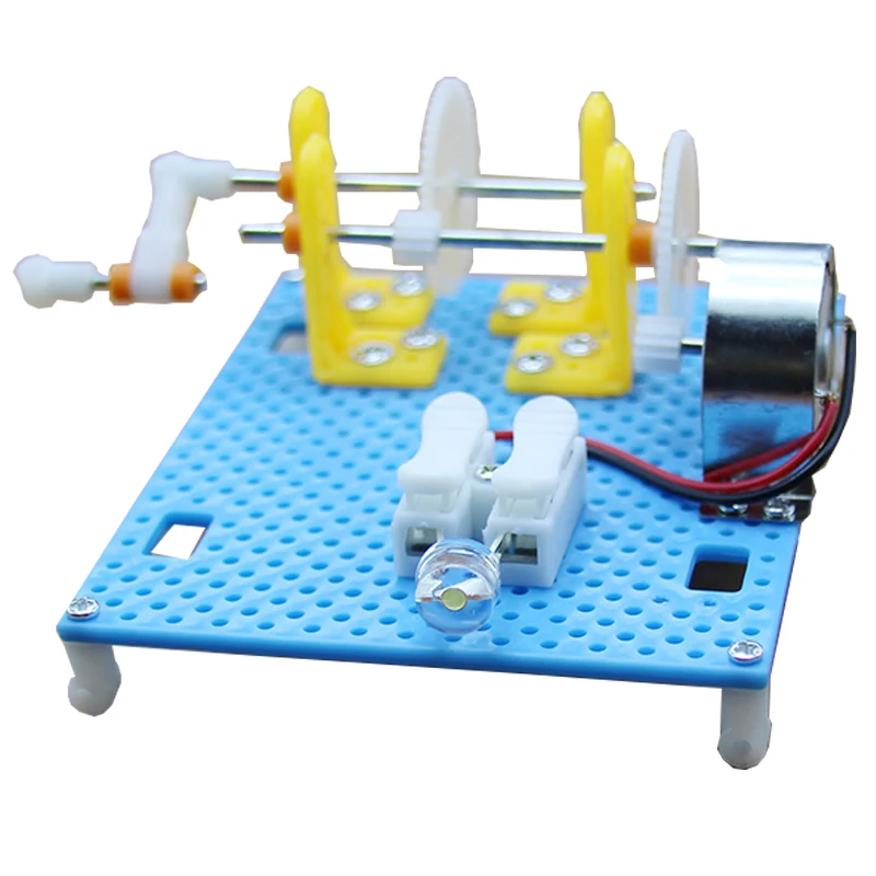 크리 에이 티브 DIY 과학 Gizmo 핸드 크랭크 생성기 어린이 퍼즐 조립 키트 간단한 물리학 실험 교육 자료