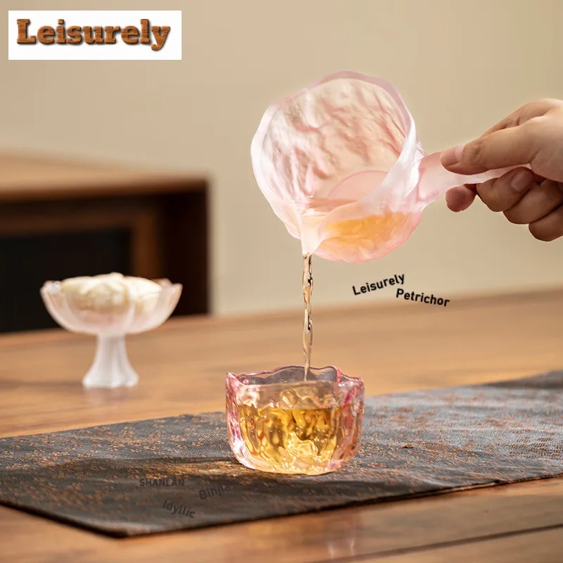 220ml Lotus Pond Moonlight Glass Side Handle Tea Pitcher Pour Tea Cha Hai Dispenser Justice Cup Fair Mug Tableware Supplies Gift