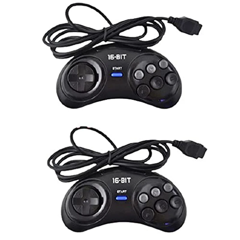 2 Pcs Game Controller for SEGA Genesis for 16 Bit Handle Controller 6 Button Gamepad for SEGA MD Game Accessories