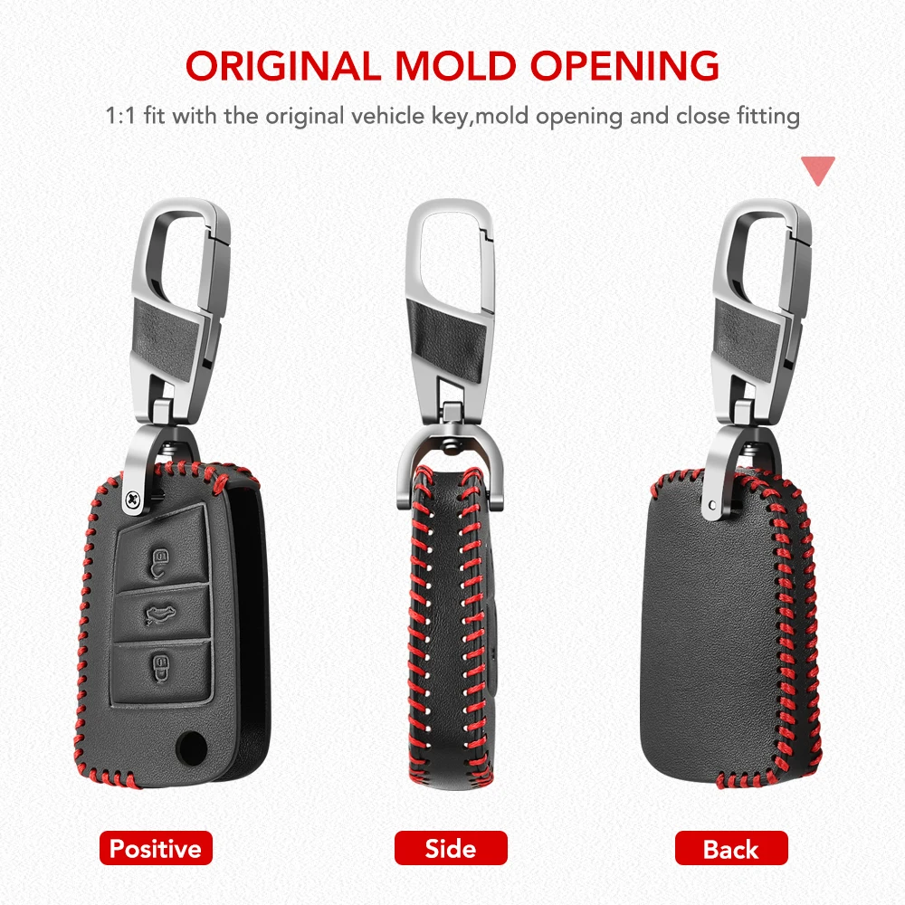 Key Case, Key Case Cover, Remote Control Case Cover Leather Key Case For Volkswagen VW Golf 7 GTI R MK7 Tiguan Skoda Octavia A7 Karoq Seat Leon Ibiza