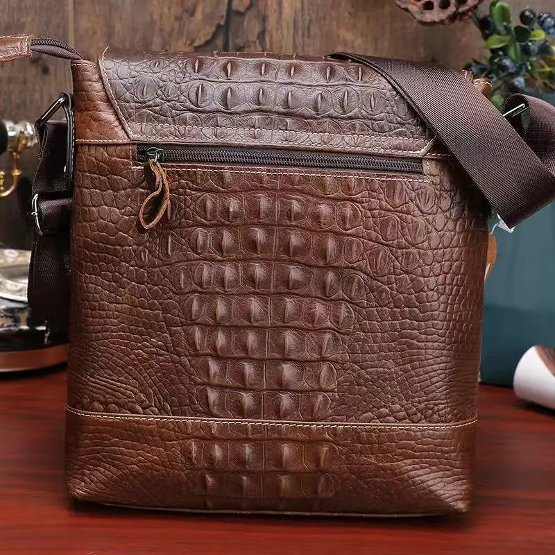 Luxury Genuine Leather Shoulder Bag For Men Casual Crossbody Bag Cowhide Messenger Bag Male Business Shoulder Strap Handbag