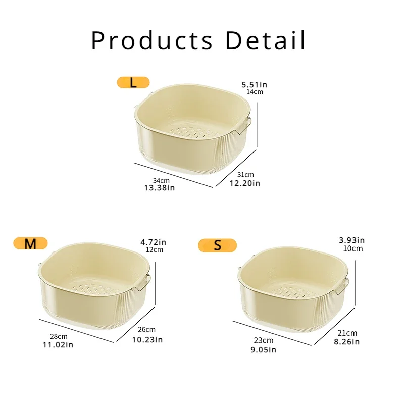 Kitchen Double Drainage Household Dishwashing Basket Multi-function Thickened Plastic Drainer Fruit Basket Water Filter