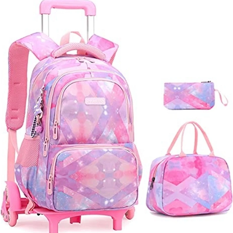 kids School Rolling backpack Bag set with lunch bag girls School