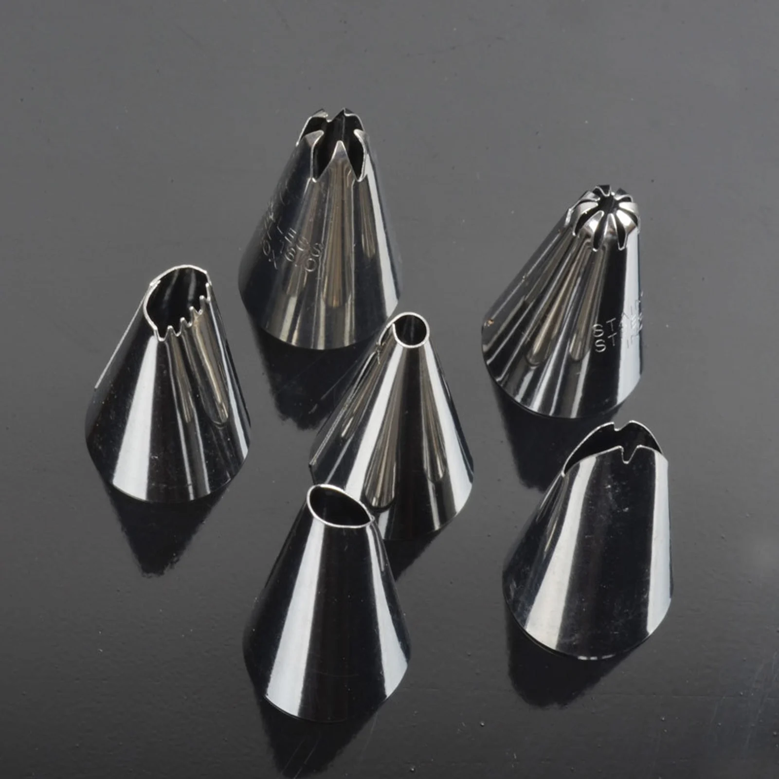 6Pcs Pastry Icing Piping Nozzles Stainless Steel Decorating Tip Cake Cupcake Decorator Rose Accessories Kitchen baking tool