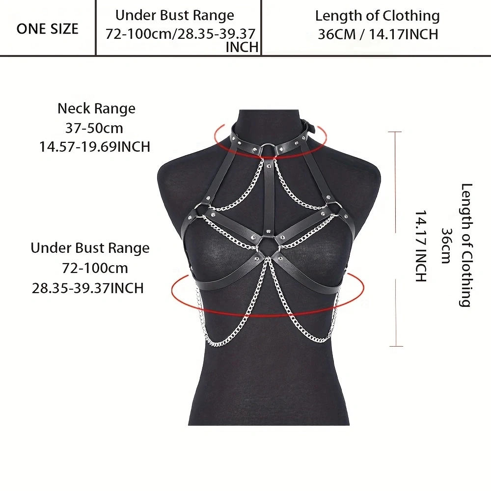 Women's Sexy Leather Body Chain Harness Belt