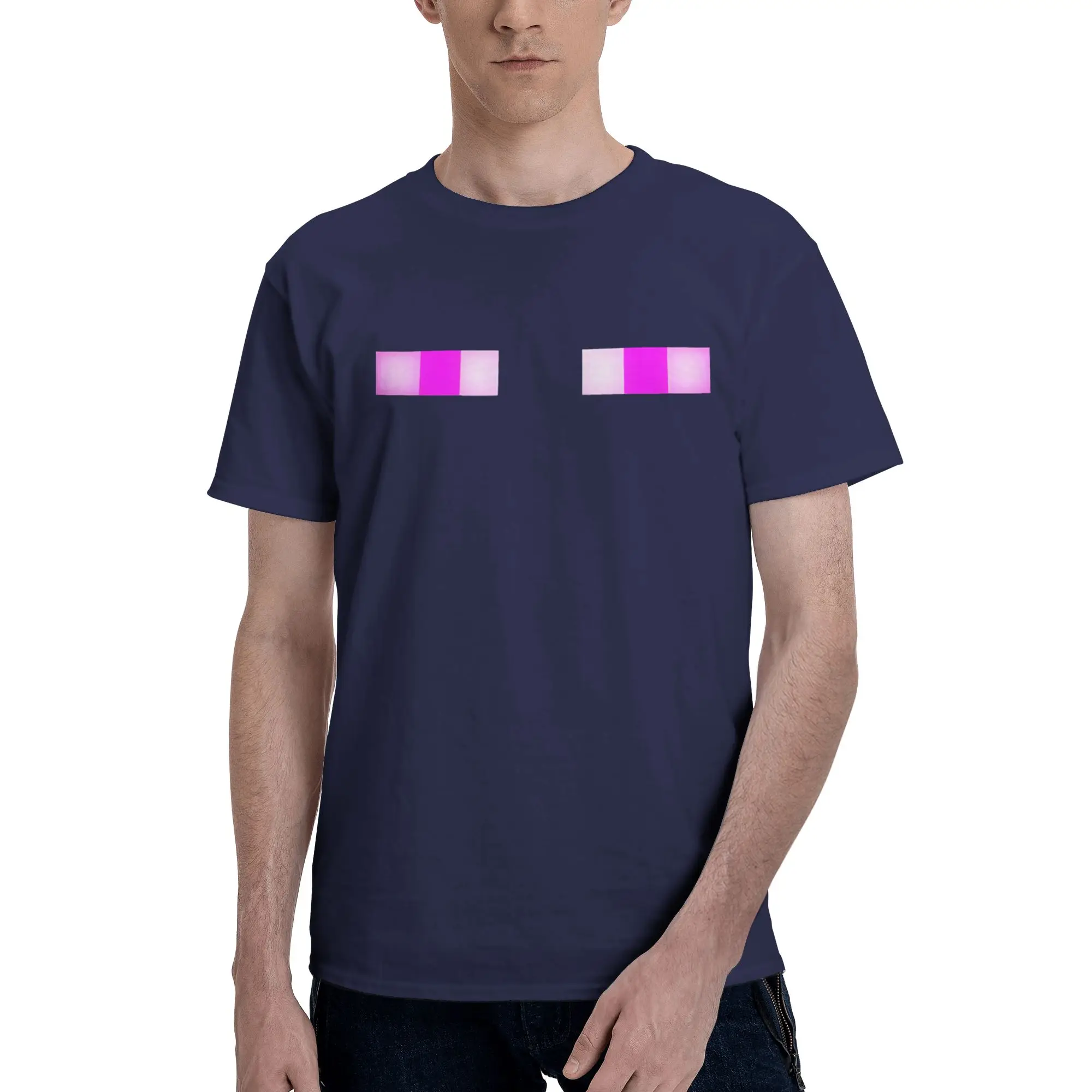 Enderman Eyes 게임 그래픽 프린트 티셔츠 남성 여성 반팔 코튼 티셔츠 남성 티셔츠 2026 여름 신작 남성 의류