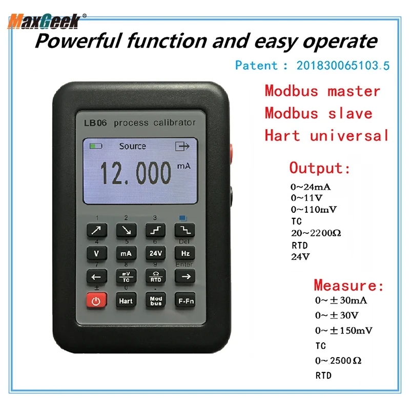 Maxgeek New Multifunction Process Calibrator LB06 MODBUS RTU Hart Communicator PT100 Frequency 4-20mA 0-10V Signal Calibrator 5