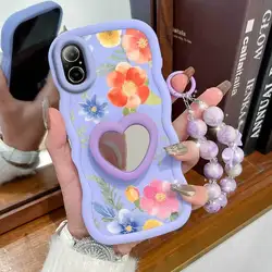 Pink Floral Phone Case Set with Lanyard and Stand - 3 Piece Set for Realme C61 (India) (PURPLE)