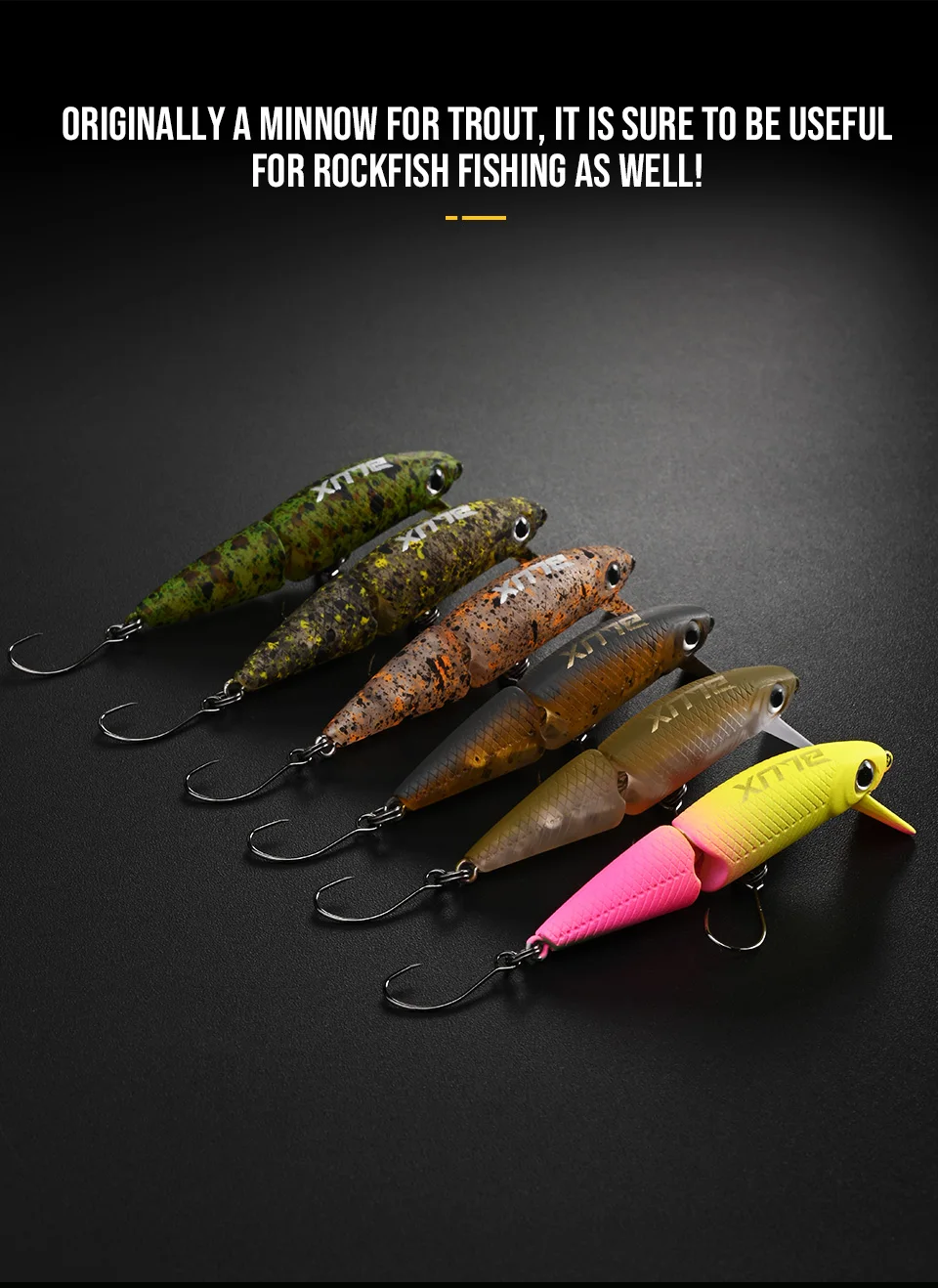 BLUX DR. Minnow Joint Swimbait 50 mm 3 g sinkender Wobbler Einzelhaken Angelköder künstlicher harter Köder für Hechtbarschforelle – Detail 8
