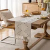 Natural Linen Table Runner with Tassels Dining Decor Wedding Birthday Christmas Decoration for Home tablecloth 1