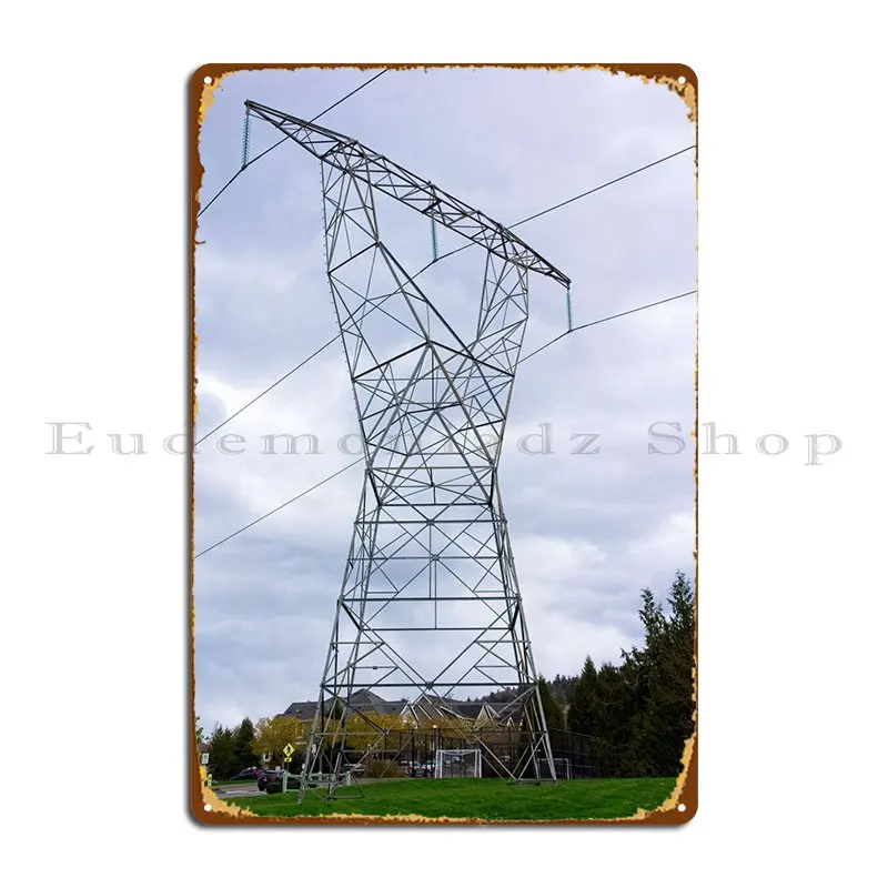 Powerline Tower Metal Sign Home Garage Decoration Design Character Living Room Tin Sign Poster