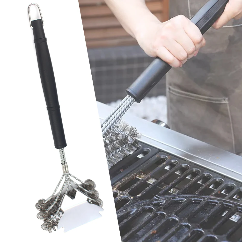 Grill Brush 3/2 Layer BBQ Safe Brush Scraper with Deluxe Handle 18 inch Grill Cleaner Stainless Steel Bristle