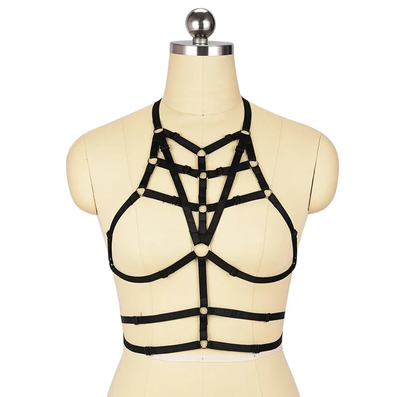 

Harajuku Goth Adjust Womens Punk Bondage Body Crop Tops Fetish Harness Sexy Lingerie Rave Cage Garter Belt Harness Bra