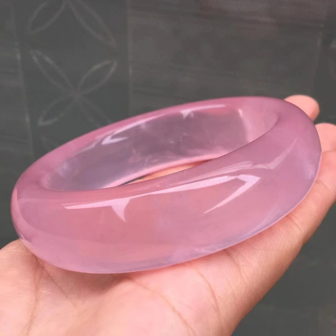 

Natural Pink Rose Quartz Bangle Woman Men Crystal Bangle Fashion Jewelry Love 59mm From Mozambique Fashion Stone AAAAAA