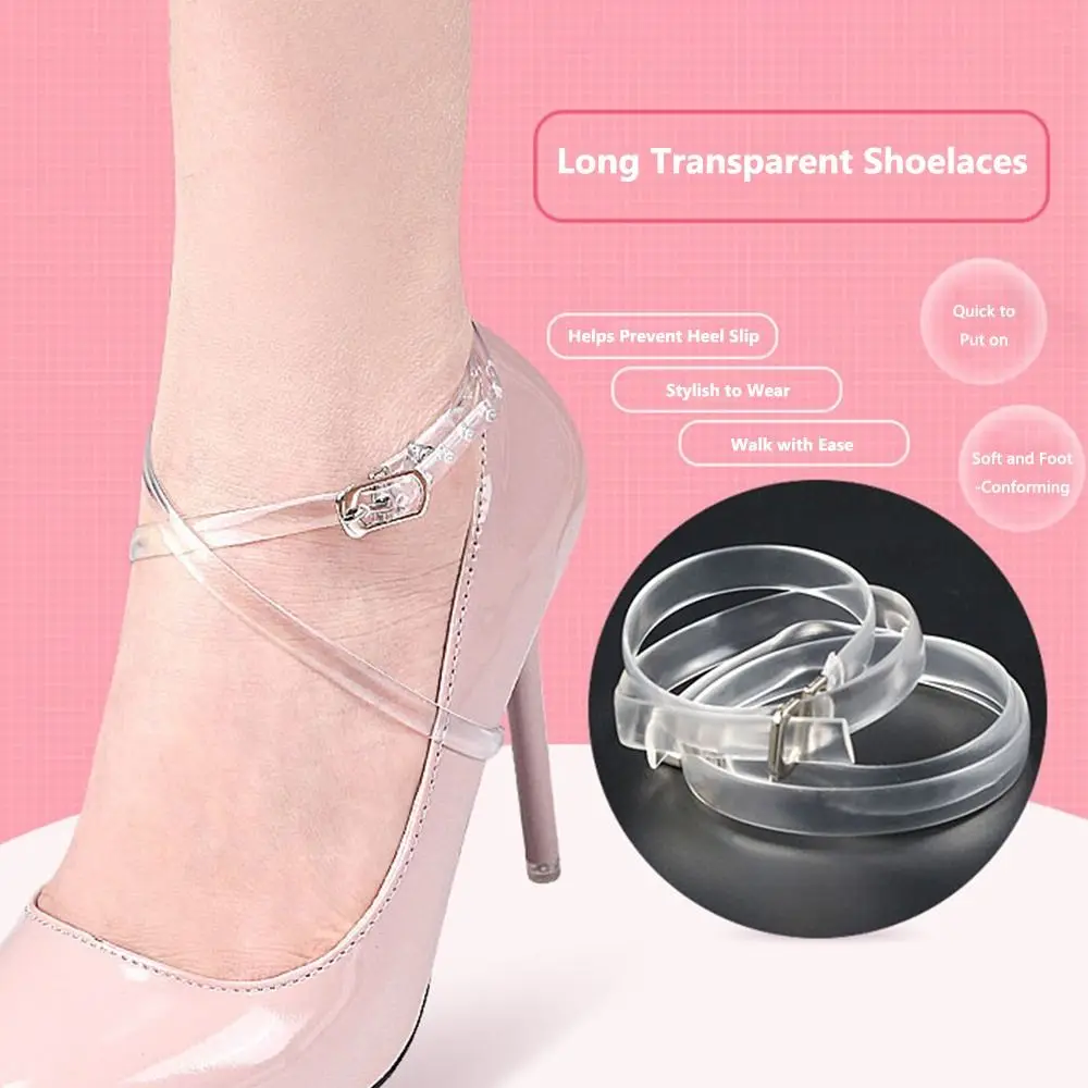 1 Paar 60 cm unsichtbare Schnürsenkelriemen High Heels Flats Wrap Around transparenter Schuhgürtel verhindern ein Verrutschen Knöchelriemen Schnürsenkel