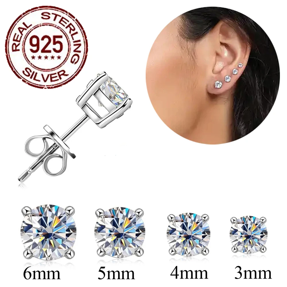 925 Sterling Silver Jewelry Certificate Brilliant Round CZ 0.8ct Stud Earrings for Women Girl Gift CWWZircons SE013 silver stud earrings silver earrings womens earrings