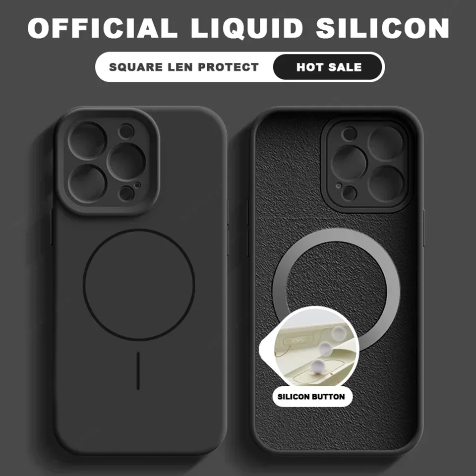 Elegant Liquid Silicone Magnetic Phone Case with MagSafe Charging Protection