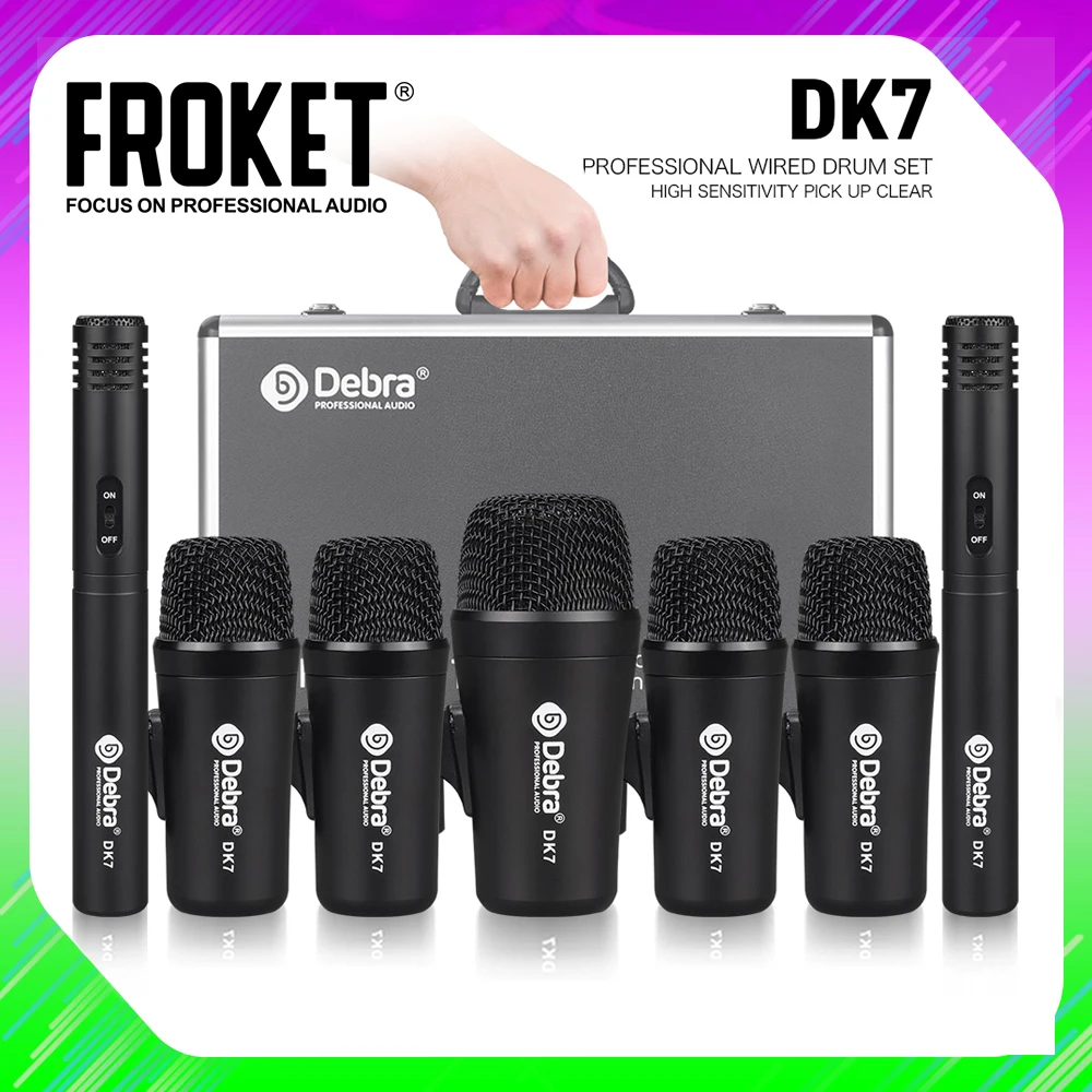 Audio Drum Microphone Kit DK7 Metal Dynamic Microphone XLR Plug Quick Response For Performances Home Recording Clubs Rehearsal