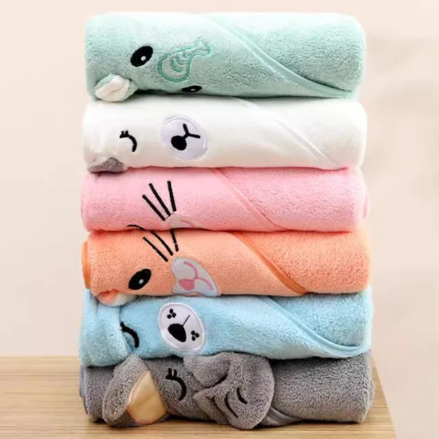 Serviette de bain mignonne pour bébé, serviette douce et absorbante, couverture d'emmaillotage pour nouveau-né, pour filles et garçons 1