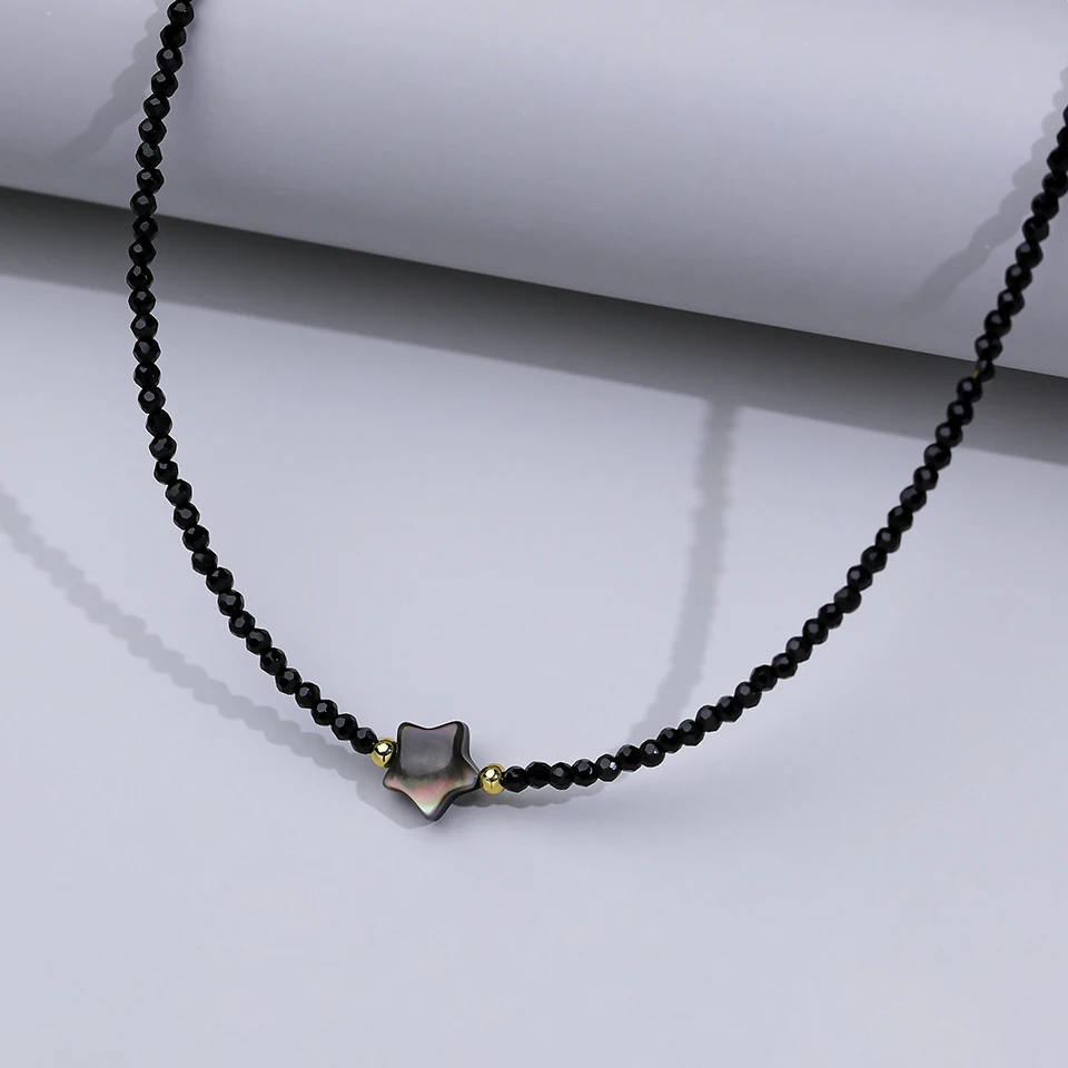 Choker Small Black Bead Necklace For Women Sea Shell Pendant