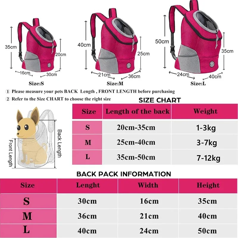 Pet Backpack For Small Medium Dogs Pet Dog Transport Backpack Travel Breathable Dog Carrier Puppy Carrier Pets Carrying Supplies