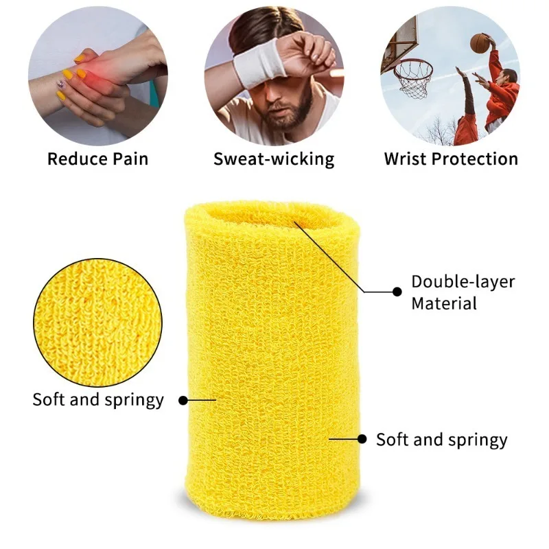 Cotton Wrist Wrap Sweatband Moisture Wash Towel Band Absorbent Wicking Athletic Tennis Basketball Gym Wrist Support 1/2pcs wrist sweat wristbands wrist sweatband