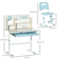 Bureau et chaise Homcom pour +3 ans avec hauteur réglable et table inclinable 80X52X88-109 cm et 35,5X44,5X66-80 cm 4